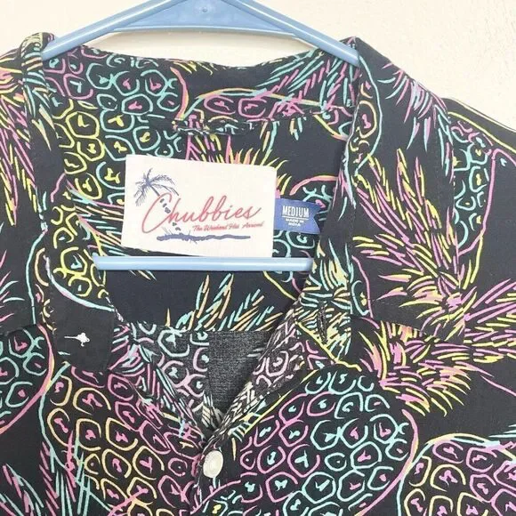 Chubbies Friday Shirt neon pineapple button-up  - size medium - Picture 2 of 10